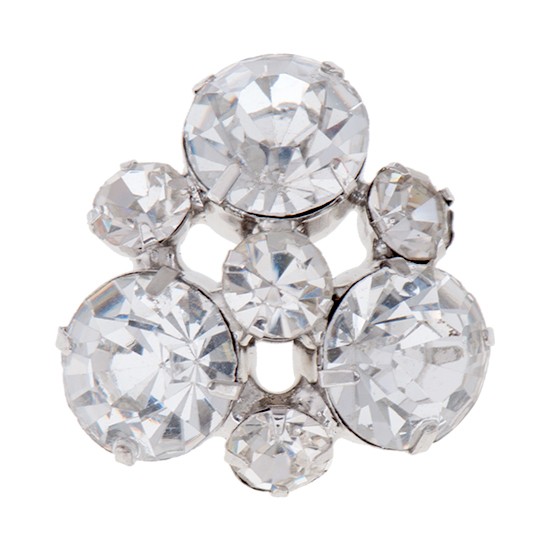 Statement Stone Cluster Rhinestone Button-18mm-CRYSTAL/SILVER (BUTTONS) photo