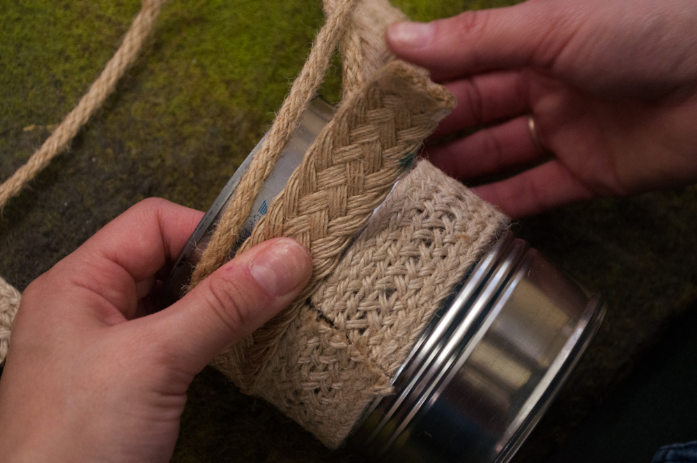 Gluing Jute Trim to Metal Can