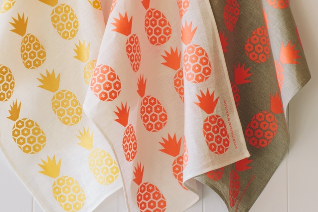 Fruity Pineapple Textiles in Orange and Red