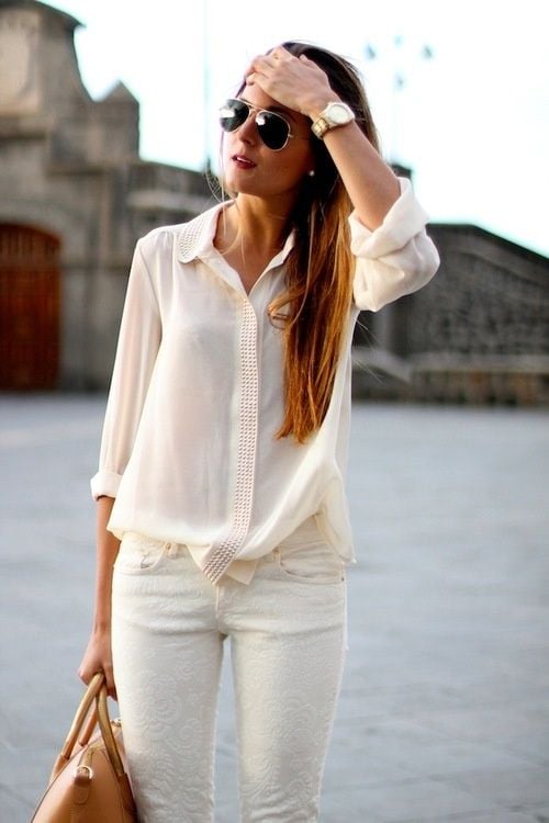 White Blouse and Jeans