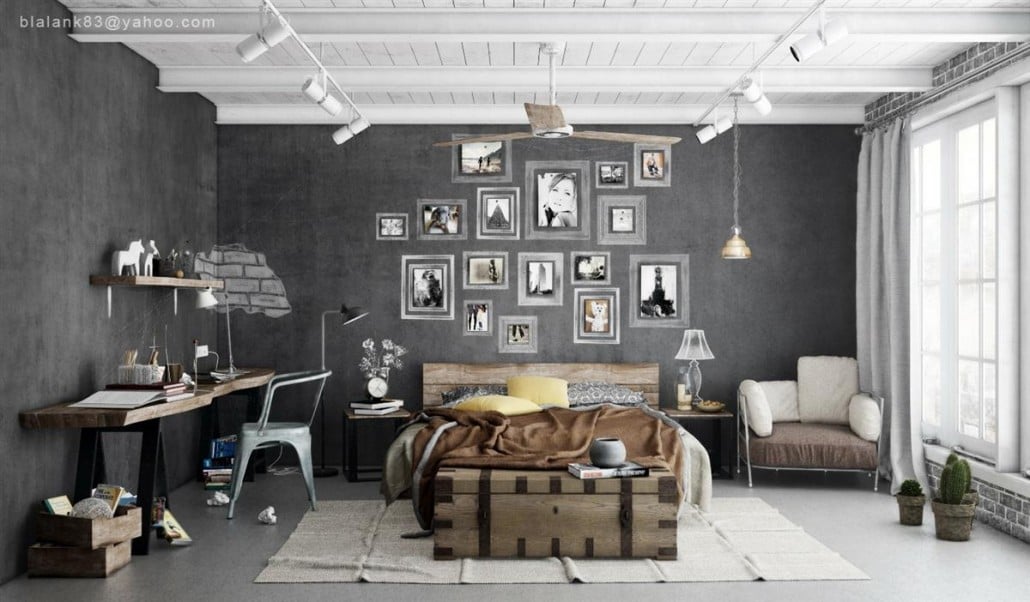 industrial-hanging-pendant-lights-and-grey-interior-wall-decor-1030x602