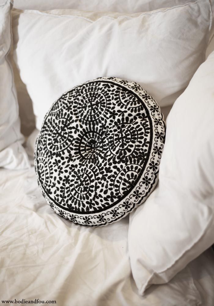 M&J Trimming: Embroidered Black Cushion