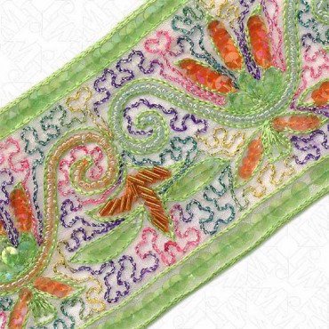 3" (76mm) Embroidered Sequin Beaded Border 