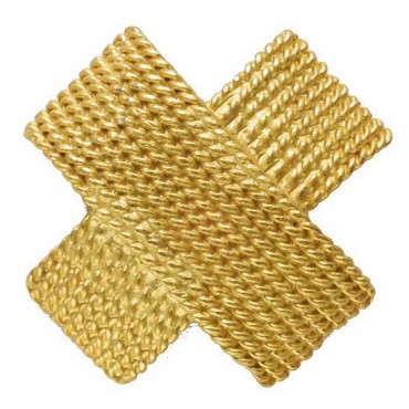 Braided Metal Cross Button - Matte Gold