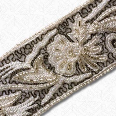 2 3/8" (60mm) Embroidered Beaded Border Trim 