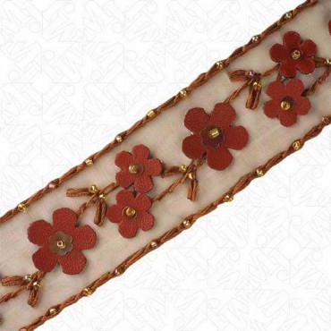 32mm Faux Leather Bead Floral