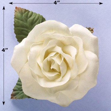 TAFFETA ROSE WITH LEAVES AND WITH PIN