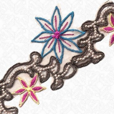2 1/2" (64mm) Embroidery Beaded Trim 