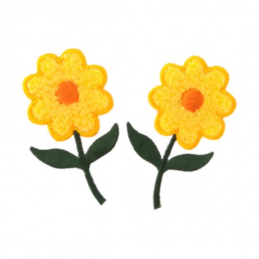 2.5" X 1.5" Chenille Flower-Yellow Orange