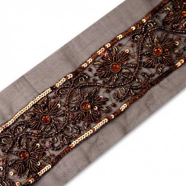 INTRICATE 2" BEADED FLORAL BORDER TRIM