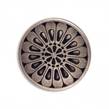 Metal Button With Shank And Floral Design