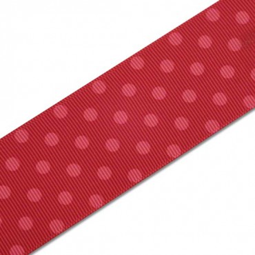 1 1/2" Single Face Polka Dots Grosgrain - Pink/Red