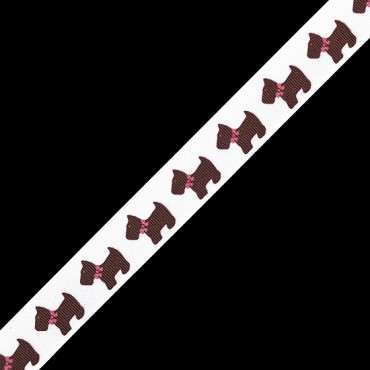 7/8" (23mm) Scottie Dog Print Ribbon 