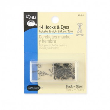 Black Steel 14 Pieces Hooks & Eyes Package