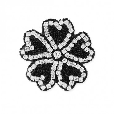 3" BEADED HEART SHAPED FLOWER APPLIQUE