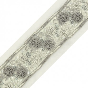 2 1/4" (57mm) Embroidered Floral Trim 