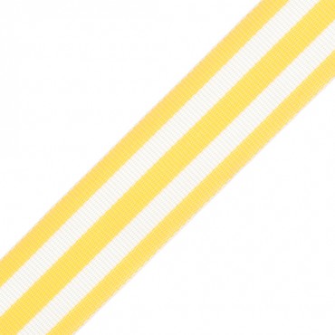 7/8" CONTRAST STRIPE GROSGRAIN-YELLOW/WHITE