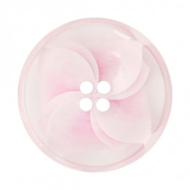 FOUR-HOLE CONCAVE CLEAR AND FLORAL BUTTON