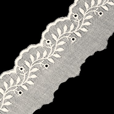 1" SCALLOP LACE EDGING WITH LEAF DESIGN-BEIGE