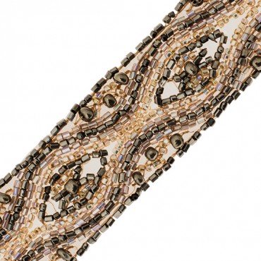 1 1/4" WAVE AND POINTED OVAL BEADED TRIM