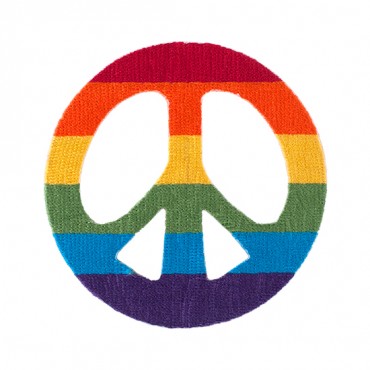 2 7/8" (74mm) Rainbow Peace Sign Applique