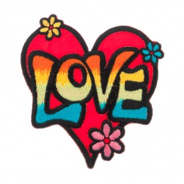 Iron On "Love" Heart Patch
