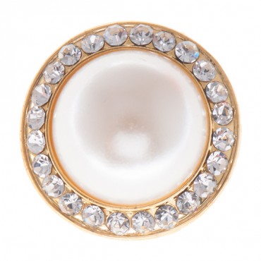 Pearl Button with Rhinestone Rim