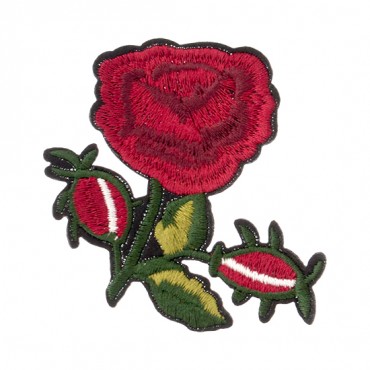 Iron On Rose and Stem Patch 