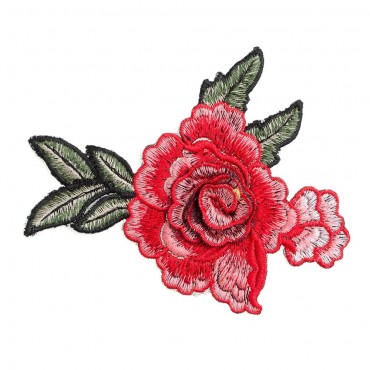 Iron On 3D Red Rose Patch