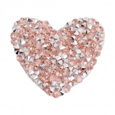 Iron On Rose Gold Small Heart Jeweled Patch