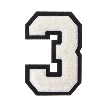 Varsity Chenille 0-9 Patches Iron Adhesive or Sew On Appliques Decorative 4.5 White Numbers with Black Borde M&J Trimming Iron On Numbers 
